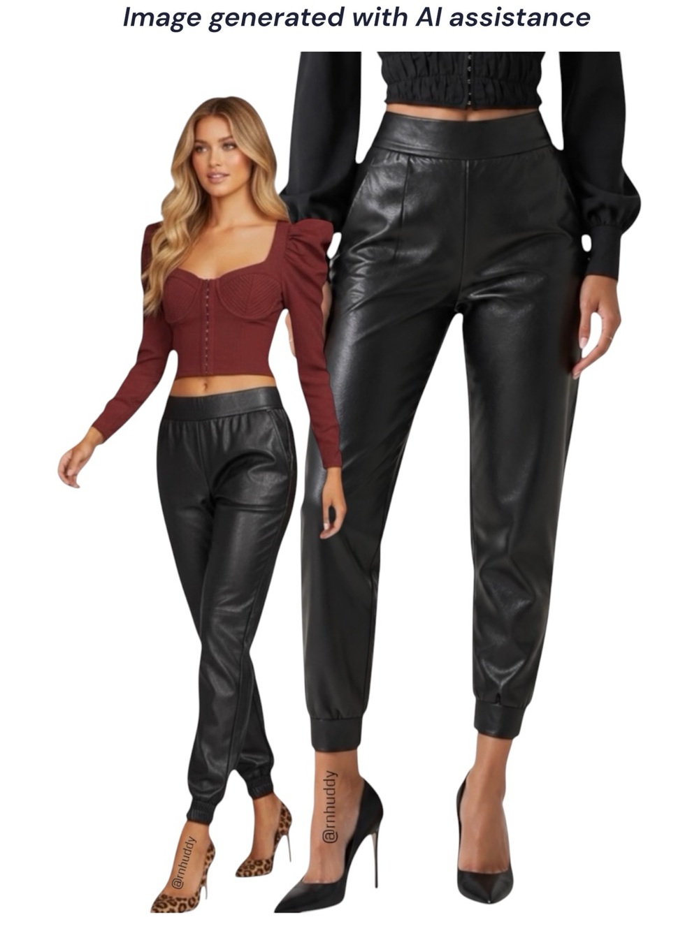 Commando XS black faux leather jogger